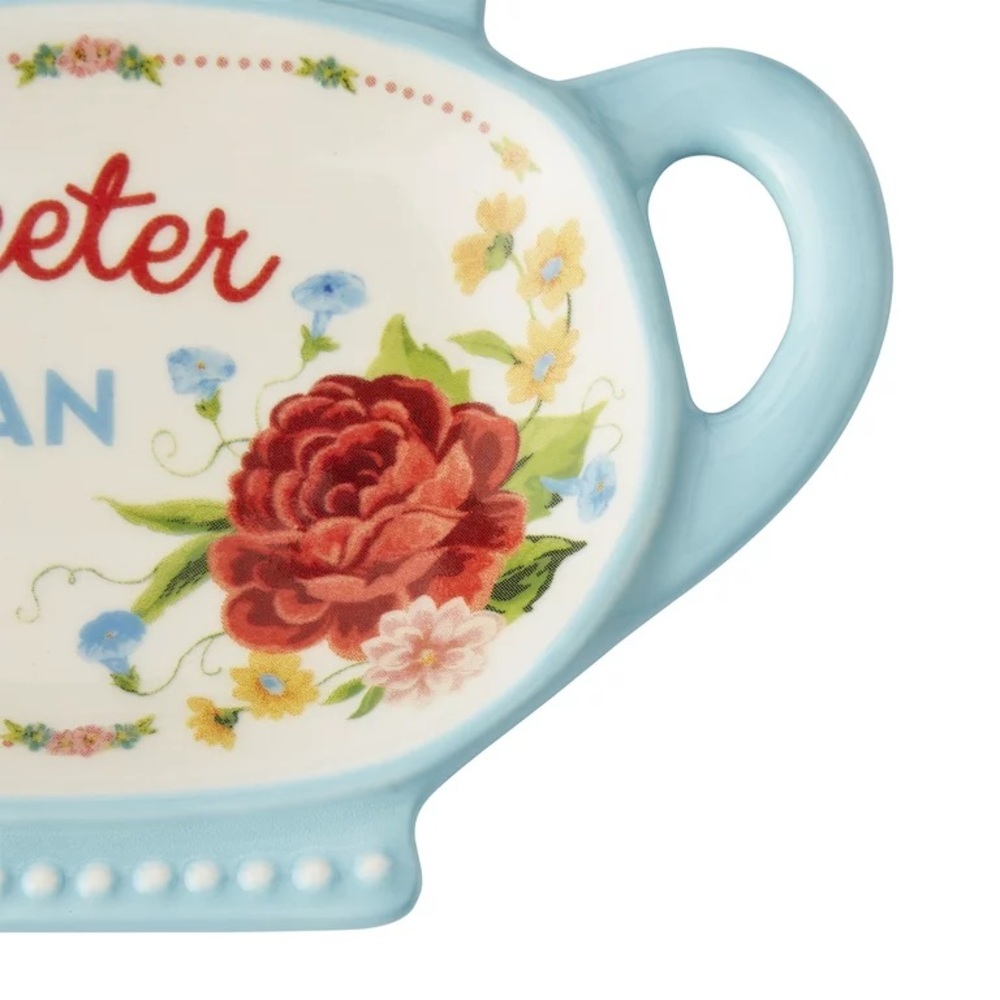 🌺 New Pioneer Woman Sweet Rose Tea Bag Holders, Set of 2, Red and Blue - Picture 10 of 11